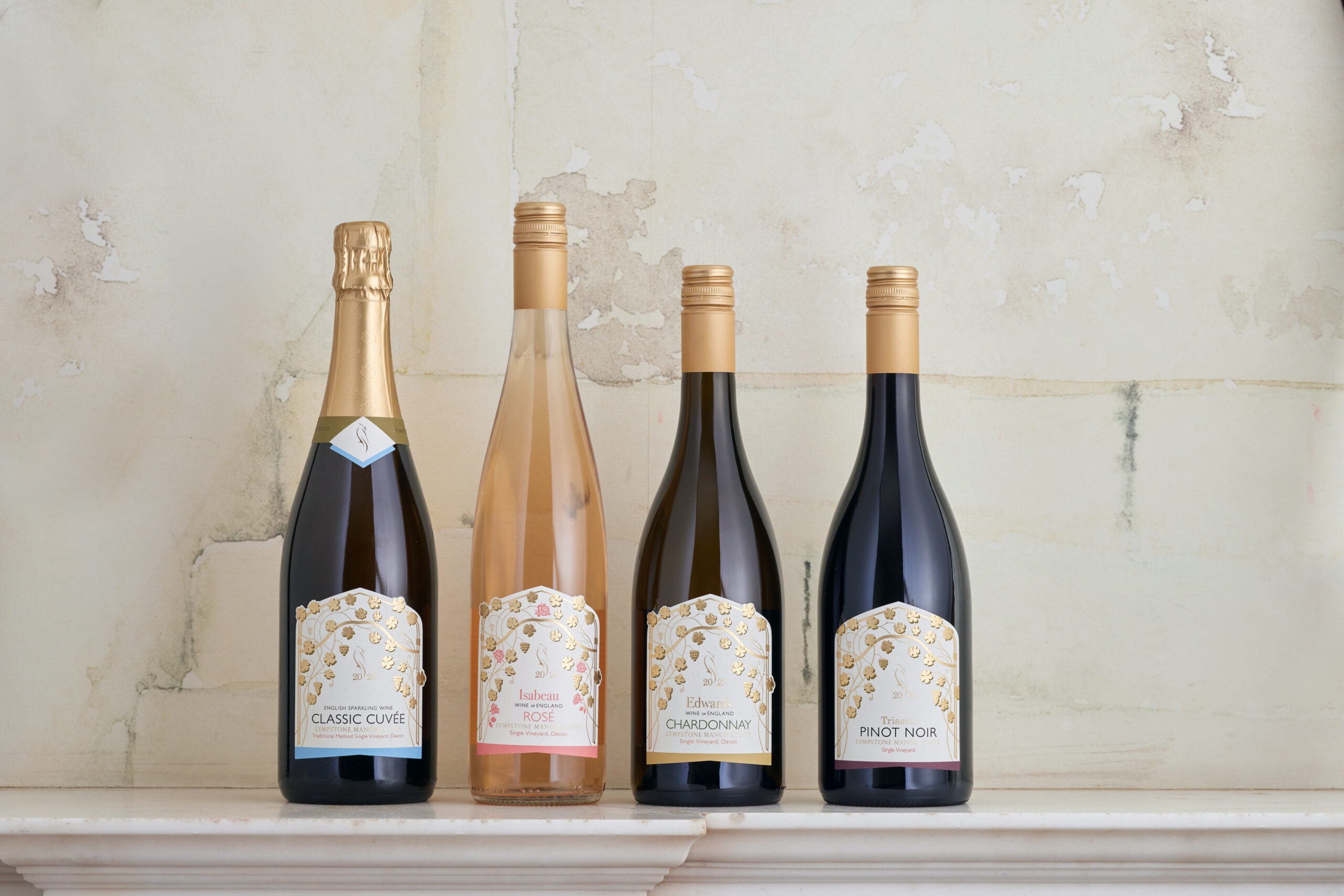 Lympstone Manor Estate Wines on display in fine dining room