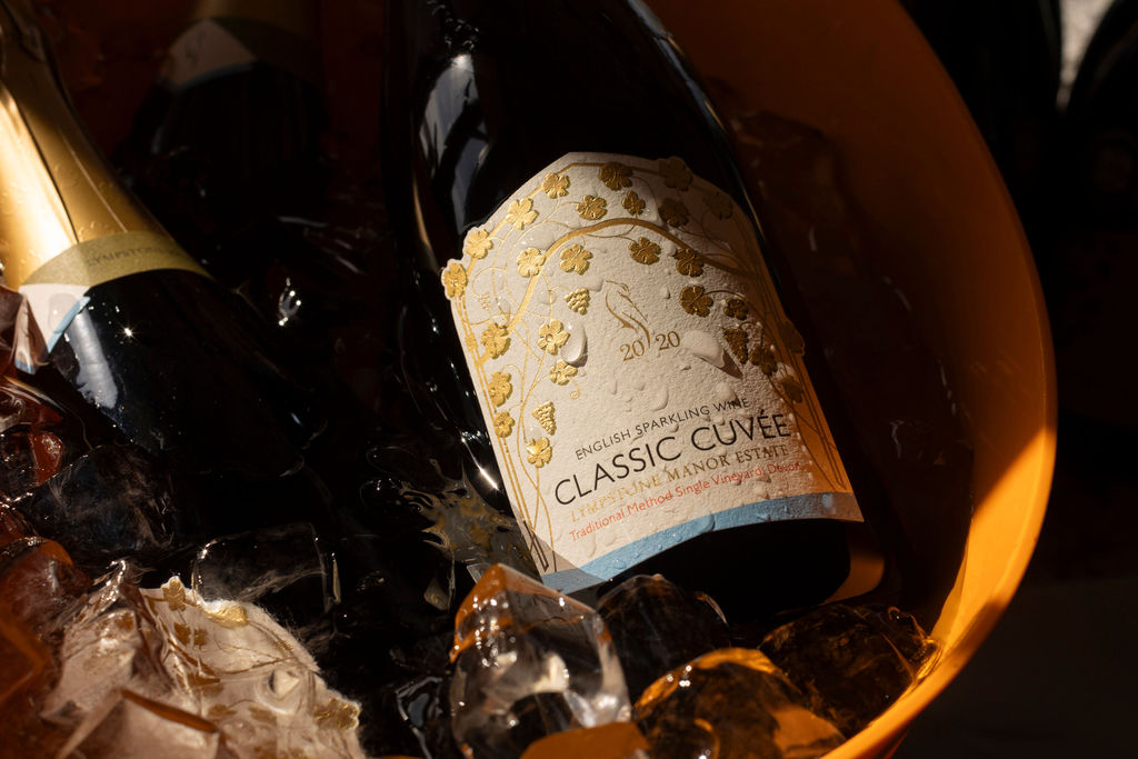 Lympstone Manor Cuvee bottle in ice bucket