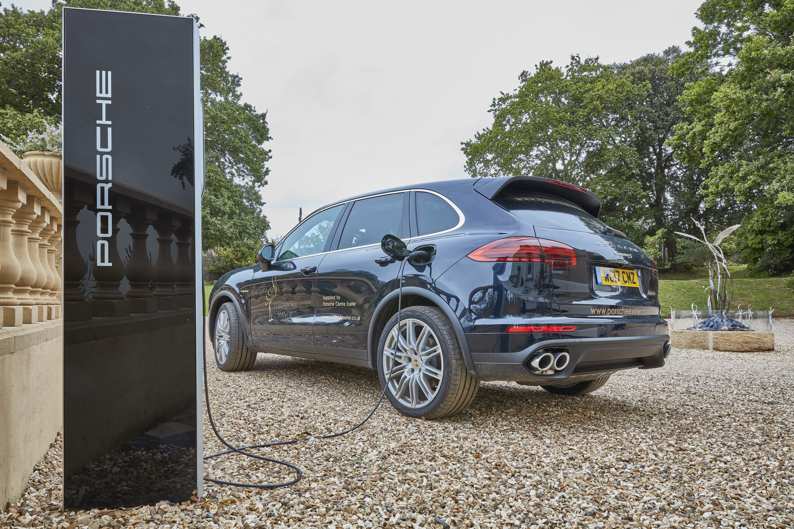 EV Porsche charging at EV Charge Point Lympstone Manor